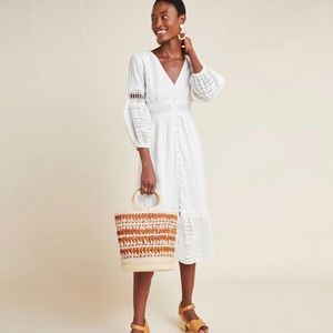 NWT Anthropologie - by Anthropologie - Ebba Eyelet Dress - White